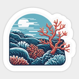 Coral Reef Japanese Art Sticker